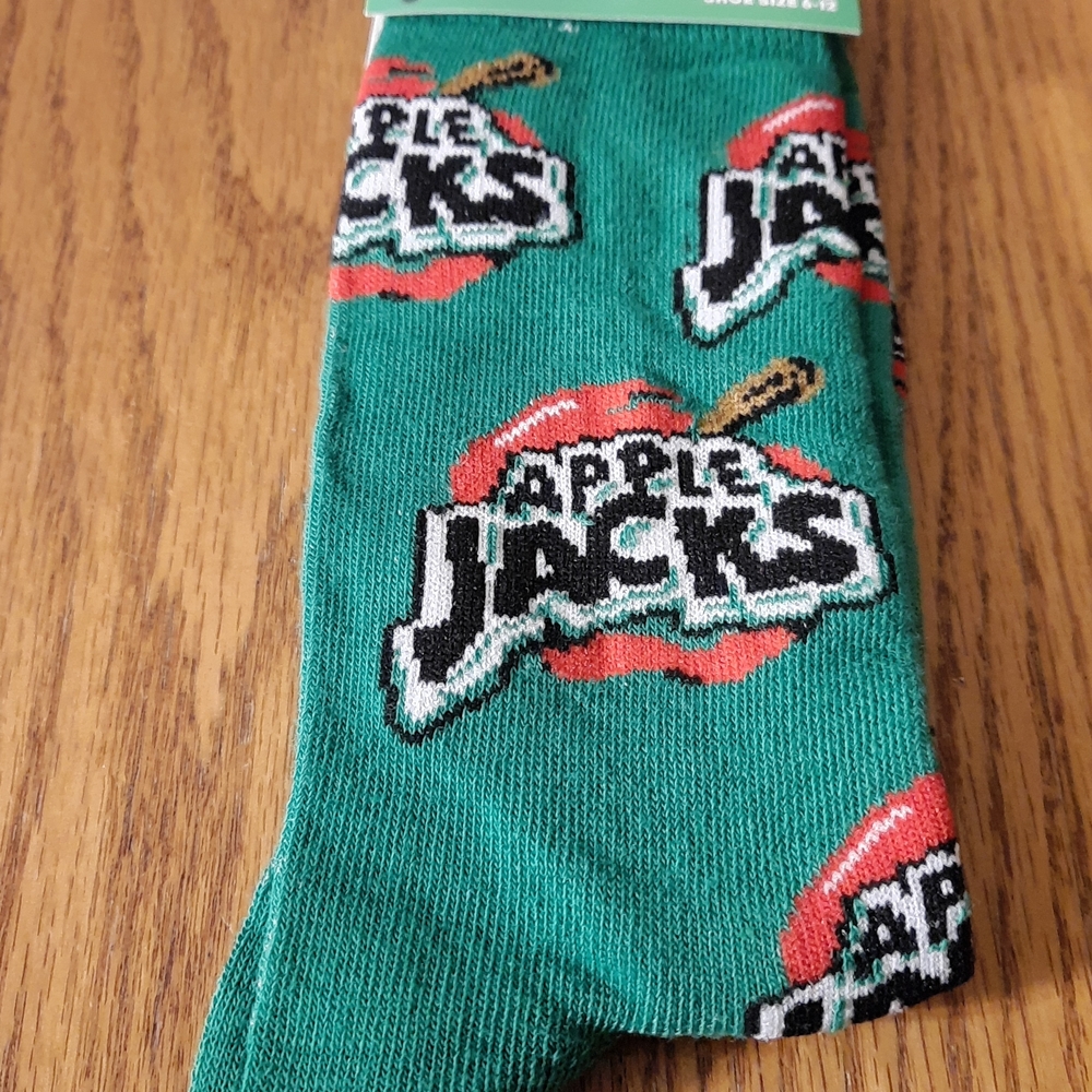 Odd Sox Apple Jacks Green Men’s Socks Single Pair NWT Licensed Crew Socks